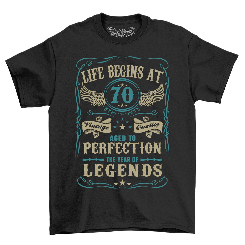 2023 Life Begins At 70 Aged To Perfection T Shirt Mens 70th Birthday T-shirt Novelty Top.jpg