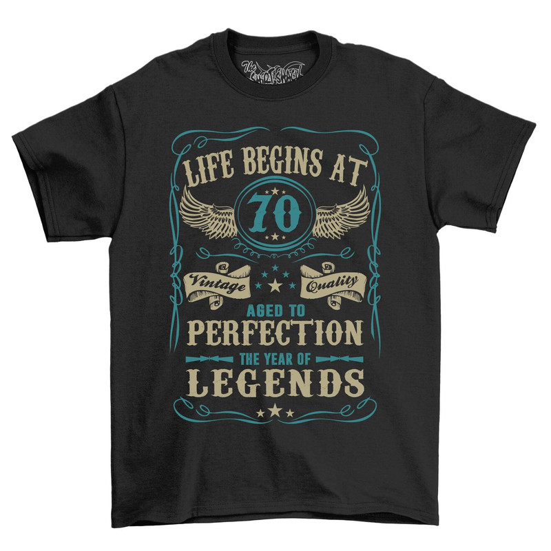 2023 Life Begins At 70 Aged To Perfection T Shirt Mens 70th Birthday T-shirt Novelty Top.jpg
