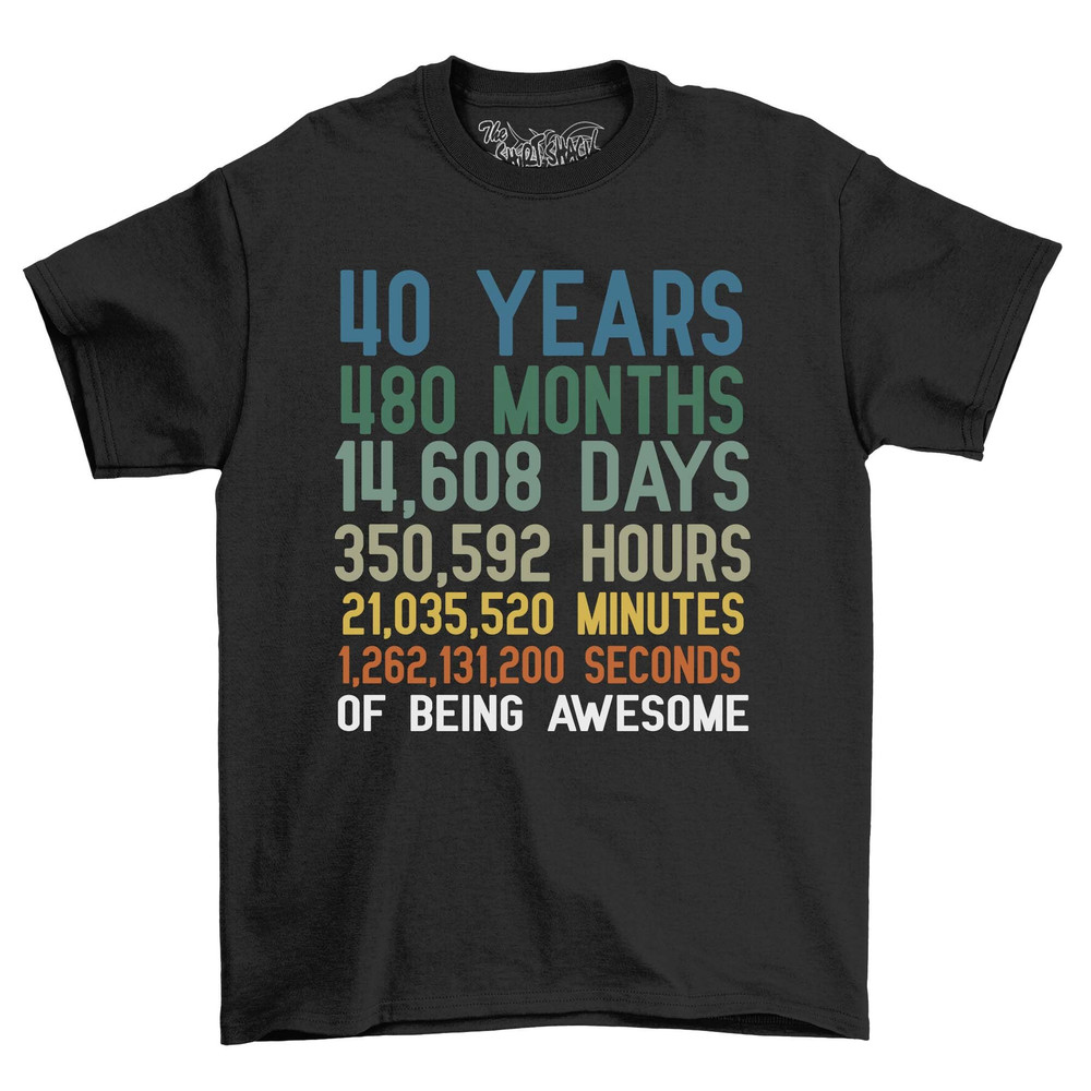 Adults 40th Birthday T-Shirt Timer 40 Years Months Days Hours Novelty Birthday Gift For Men 2023.jpg