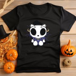 halloween kitty doll t-shirt vibrant graphic print, no fade soft black shirt neat stitching unisex style