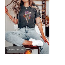 halloween shirt, spooky season shirt, skeleton hand shirt, floral skeleton shirt, halloween party tee, spooky tshirt, ha