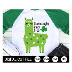llamazingly pinch proof svg, st patrick day svg, lucky llama svg, shamrock svg, clover, kids patrick day shirt, png, svg