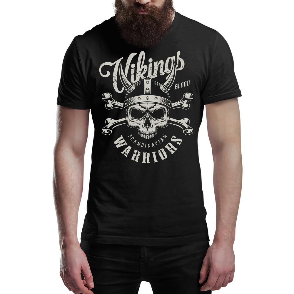 Blood & Crossbones Viking T-Shirt Victory Or Valhalla Tee Shirt Norway Norse Mythology Viking Warrior Shirt Unisex.jpg