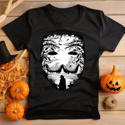 vendetta mask halloween t-shirt shirt unisex halloween shirt, men's & women's fancy dress halloween horror t-shirt