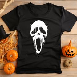dripping ghost face graphic print t-shirt shirt unisex halloween shirt, men's & women's fancy dress halloween t-shirt