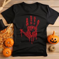 zombie blood drip hand print t-shirt shirt unisex halloween shirt, men's & women's fancy dress halloween horror t-shirt
