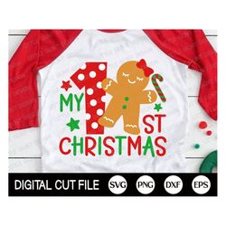My First Christmas Shirt SVG, Baby Christmas Svg, Gingerbread Girl, My 1st Christmas Svg, Girl Christmas Baby Shirt, Svg