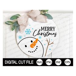 merry christmas snowman svg, christmas svg, winter svg, christmas decor, holiday decor, round sign svg, porch sign, svg