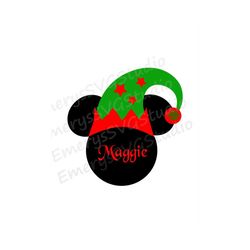 SVG File for Mickey Mouse with Christmas Elf Hat