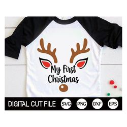 my first christmas svg, christmas svg, my 1st christmas svg, reindeer boy svg, newborn baby, christmas boy shirt, svg fi