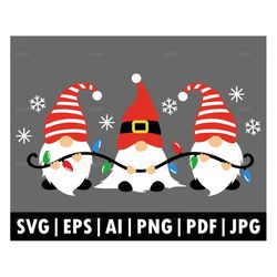 christmas gnomes svg, christmas lights svg, merry christmas svg, gnome png, christmas ornaments, winter svg, cut file fo