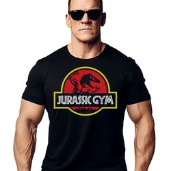 jurassic gym t shirt for men - tv, movie & cartoon themed workout training top perfect for fitness and pop culture fans