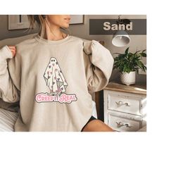 creep it real sweatshirt, retro ghost shirt, halloween crewneck sweater, women halloween shirt, spooky season, funny fal