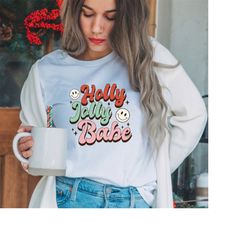 holly jolly babe, funny christmas shirt, christmas shirt, groovy christmas, retro christmas, vintage christmas, christm