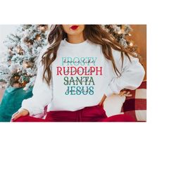 Cute Christmas Sweater, Christmas Holiday Sweatshirt, Funny Christmas Shirt, Womens Holiday Shirt, Santa Claus, Frosty.
