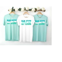 Wavy Sun Sand Drink In My Hand, Ring On My Hand, Retro Batch Shirts, Bachelorette Party Shirts, Bachelorette T-shirt, Re