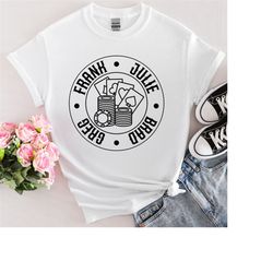 custom group shirt for card game group, personalized bridge, poker and blackjack t-shirt for card playing group up to 5