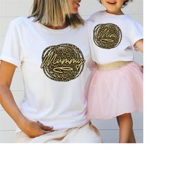 adult 'mummy' matching leopard t-shirt, mother's day, moms mini, mums mini, mamas mini.