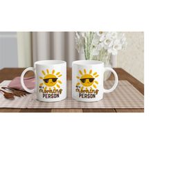 not a morning person 11oz mug, sad sun print cup, exhausted sun.