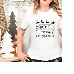 Custom Family Group Christmas T-shirt, Sleigh Family Christmas Photo Group Shirt for family Christmas Gathering, Matchin