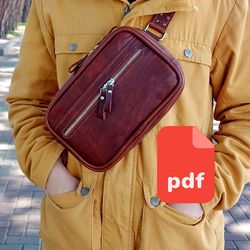 PDF Pattern for men's chest bag - pattern for men's sling bag - Download PDF