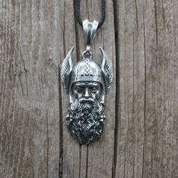 Odin Viking god necklace, Sterling silver, Made to Order