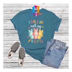 chillin with my peeps t-shirt, peeps shirt, easter day, christian shirt, heart shirt, jesus shirt, cute bunny shirt, egg