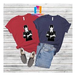 wednesday t-shirt, addams shirt, wednesday family shirt, horror tv series shirt, black lover shirt, gothic shirt, women