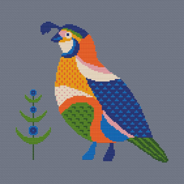 Forest bird cross stitch pattern