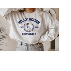 unisex silly goose university crewneck sweatshirt, goose pullover, goose sweater, silly goose , silly goose duck sweatsh