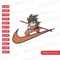 nike swoosh baby goku embroidery design
