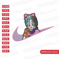 nike swoosh bulma dragon ball embroidery design