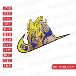 nike swoosh dragon ball goku embroidery design