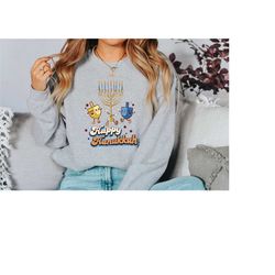 retro hanukkah sweater, happy hanukkah, holiday hanukkah sweater, jewish saying, holiday sweatshirt, religious sweatshir