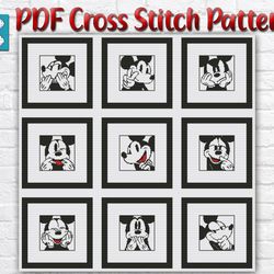 Mickey Mouse Cross Stitch Pattern / Disney Cross Stitch Pattern / Small Cross Stitch Chart / Cartoon Instant PDF Chart