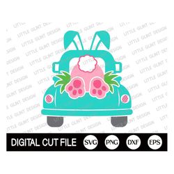 easter truck svg, bunny tail svg, happy easter, easter bunny svg, svg easter, rabbit truck dxf, svg files for cricut, si