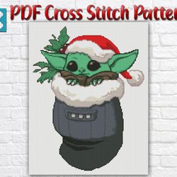 Baby Yoda Cross Stitch Pattern / Star Wars Cross Stitch Pattern / Christmas Cross Stitch Pattern / Yoda Instant Chart