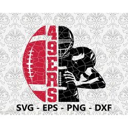 49ers Distressed Half Hand svg, eps, png, dxf, pdf, layered file, Ready For Silhouette Cricut and Sublimation, Svg Files