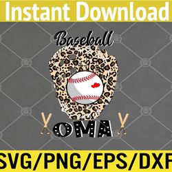 Womens Baseball Oma Leopard Game Day Baseball Lover Mothers Day Svg, Eps, Png, Dxf, Digital Download