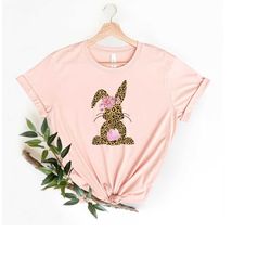 leopard easter bunny shirt, happy easter shirt for women, easter party shirt, easter bunny shirt, cute easter shirt, eas