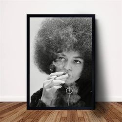 angela davis smoking poster canvas wall art home decor (no frame)