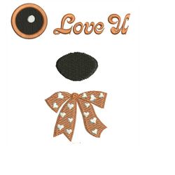 set: eye 3 sizes, nose 2 sizes, bow 2 sizes, inscription 2 sizes machine embroidery designs, instantly download
