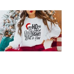 ho ho holy shit what a year, matching christmas shirt, couples gift, wap christmas, skeleton christmas shirt, coffee gif