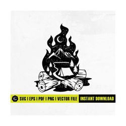 outdoor campfire svg | camp life svg | camping svg | adventure svg | campfire clipart | camping t-shirt | cricut & silho