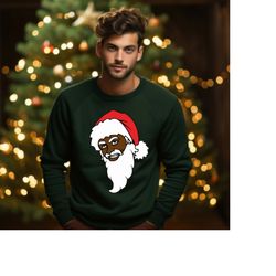 black santa sweatshirt,family christmas shirts,matching family melanin christmas african american holiday shirt,christma