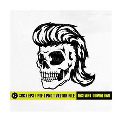 mullet skull svg | funny skeleton t-shirt decal vinyl graphics | cricut cut file silhouette printable clip art vector di