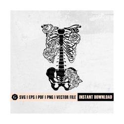 rib cage floral svg | ribcage flowers svg file | skeleton flower svg | halloween svg | skeleton bones svg | skeleton shi