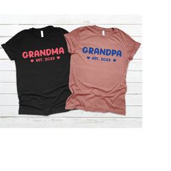 Grandpa Grandma Est 2023 Shirts,new Grandpa Shirt,new Grandma Gift,baby Reveal Gift,grandparents Couple Shirts