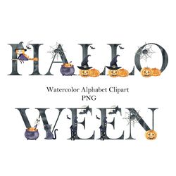 Halloween alphabet letters, png, clipart abc, numbers, capital letter.