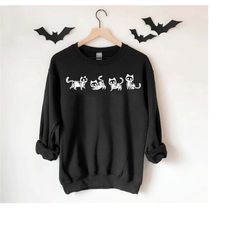 halloween cat skeleton sweatshirt,halloween cat sweathirt,halloween gift for pet owner,spooky cat mom shirt,funny hallow